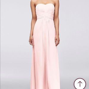 F15555 LONG STRAPLESS CHIFFON W/ PLEATED BODICE